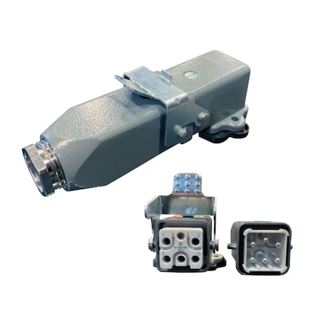 Starke Quick-Plug Industrial Connector, 500V, 16 Amp, 5+ Pins, Top Entry Hood with Right Angle Panel Mount SPQ05-3APT